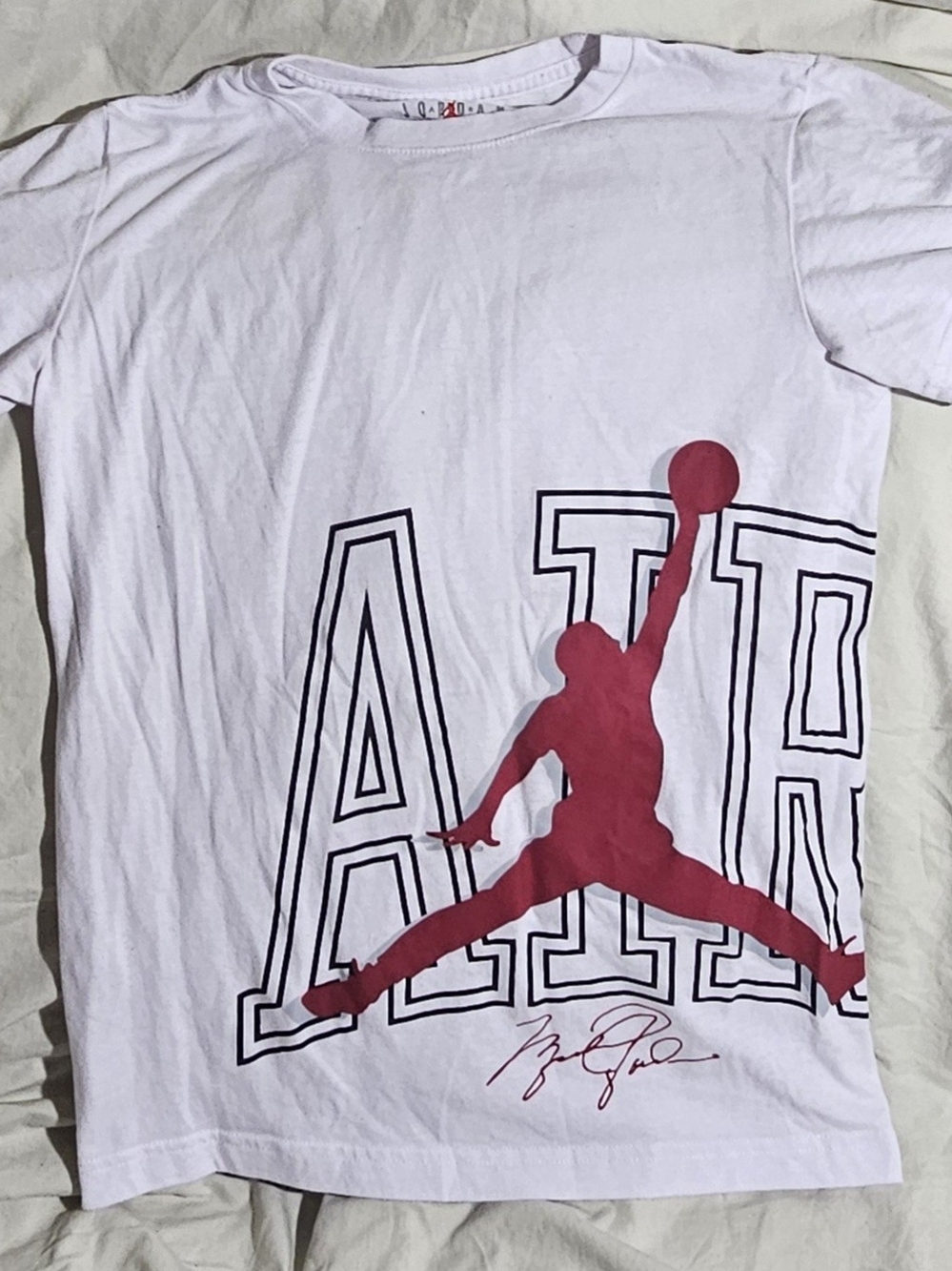 Jordan White Tee with Red Jumpman Graphic